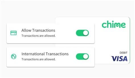 Tap the toggle switch next to Allow transactions or International transactions to turn them on or off. . How to lock and unlock chime card